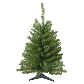 3' Pre-Lit LED Medium Canadian Pine Artificial Christmas Tree - Multi-Color Lights