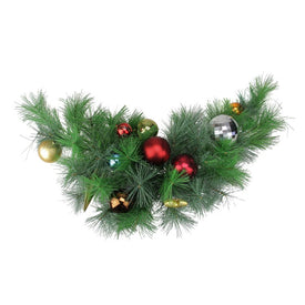 24" Unlit Pre-Decorated Multi-Color Ornament Long Needle Pine Artificial Christmas Swag