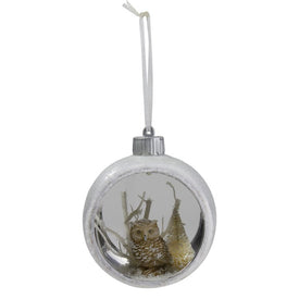 3.75" Silver and White Round Cutout Owl Christmas Ornament