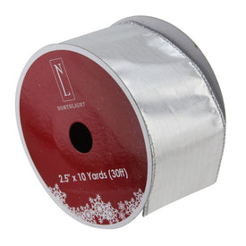 2.5" x 120 Yards Silver Solid Christmas Wired Craft Ribbon