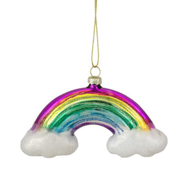 4.75" Glass Rainbow and Clouds Christmas Ornament