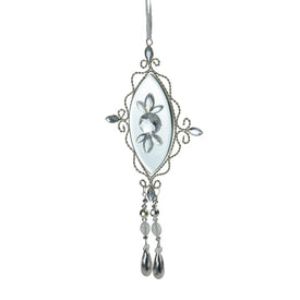 9.5" Silver Elegant Jeweled Mirrored Drop Christmas Ornament