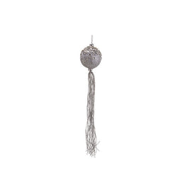12 " Silver Glitter Ball Christmas Ornament with Tassels