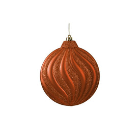 6.25" Burnt Orange Shatterproof Two-Finish Swirl Ball Christmas Ornaments Set of 6