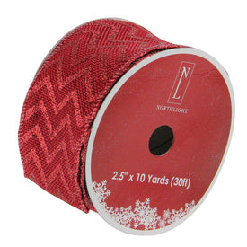 2.5" x 120 Yards Wine Red Glitter Chevron Wired Christmas Craft Ribbon