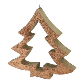 7" Brown Glittered Cutout Christmas Tree Ornament