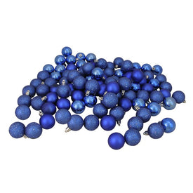 1.5" Lavish Blue Shatterproof Four-Finish Ball Christmas Ornaments Set of 96