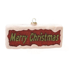 5.5" Red and Green Glittered 'Merry Christmas' Shatterproof Ornament