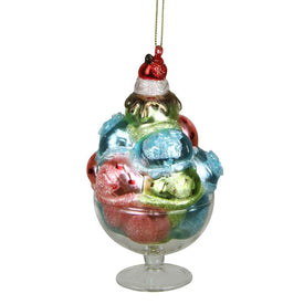 4.5' Pink and Green Glass Matte Finish Ice Cream Christmas Ornament