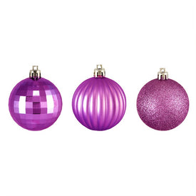 2.5" Orchid Pink Shatterproof Three-Finish Ball Christmas Ornaments 100-Count