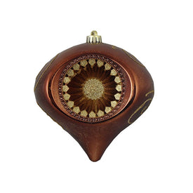 8" Brown and Gold Shatterproof Retro Reflector Christmas Onion Ornament