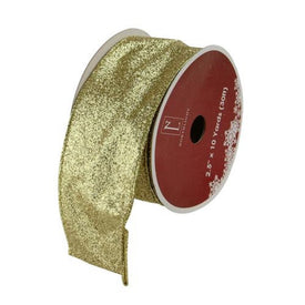2.5" x 10 Yards Shimmering Metallic Gold Ribbed Wired Craft Ribbon