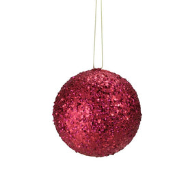 4.75" Holographic Glitter Drenched Red Shatterproof Ball Christmas Ornament