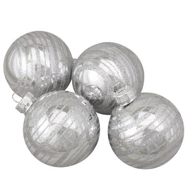 2.5" Silver Ball Christmas Ornaments Set of 4