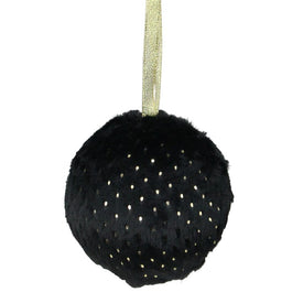 4" Black and Gold Dots Traditional Ball Christmas Ornament