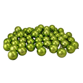 2.5" Kiwi Green Shatterproof Shiny Ball Christmas Ornaments Set of 60