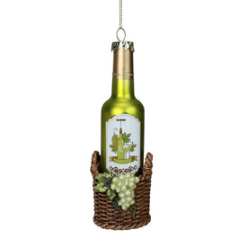 6.25" Green and Brown Hanging Glass Wine Bottle Christmas Ornament