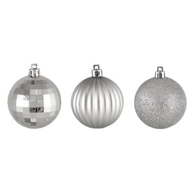 2.5" Silver Shatterproof Three-Finish Ball Christmas Ornaments 100-Count