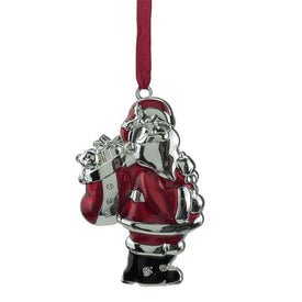 3.25" Silver and Red Santa Claus with European Crystals Christmas Ornament