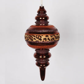 13" Coffee Brown Cheetah Stripes Commercial Size Christmas Finial Ornament