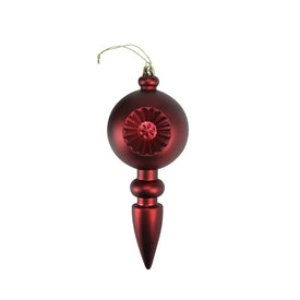7.5" Burgundy Red Retro Reflector Shatterproof Christmas Finial Ornaments Set of 4