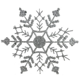 4" Silver Splendor Glitter Snowflake Christmas Ornaments Set of 24