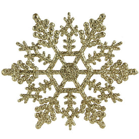 4" Gold Glamour Glitter Snowflake Christmas Ornaments Club Pack of 24
