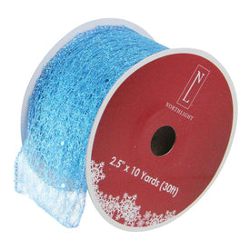 2.5" x 10 Yards Glittering Blue Wired Christmas Craft Ribbon Spools Club Pack of 12