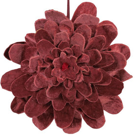 9.5" Mahogany Red Velvet Flower Christmas Ornament