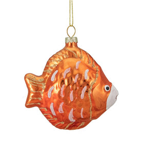 3.75" Metallic Orange Discus Fish Glass Christmas Ornament