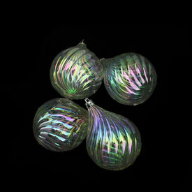 4.5" Clear Shatterproof Iridescent Christmas Finial Drop Ornaments Set of 4