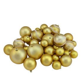4" Gold Glamour Shatterproof Two-Finish Ball Christmas Ornaments 39-Count