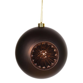 8" Matte Chocolate Brown Retro Reflector Shatterproof Ball Christmas Ornament