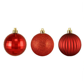 2.5" Red Shatterproof Three-Finish Ball Christmas Ornaments 100-Count