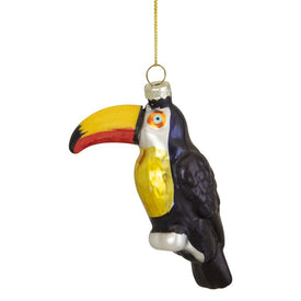 4.75" Black and Gold Glass Toucan Bird Christmas Ornament