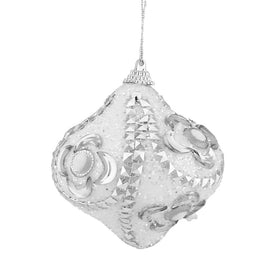 3" White and Silver Shatterproof Glittered Onion Christmas Ornaments Set of 3