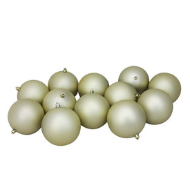 4" Champagne Gold Shatterproof Matte Ball Christmas Ornaments Set of 12
