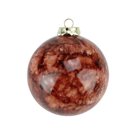 3.25" Sienna Brown Marbled Shatterproof Shiny Ball Christmas Ornaments Set of 4