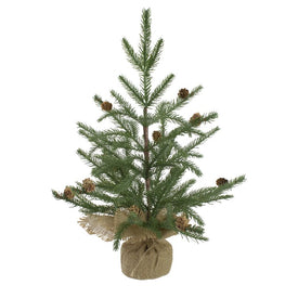 19" Unlit Medium Artificial Christmas Tree in Burlap Base