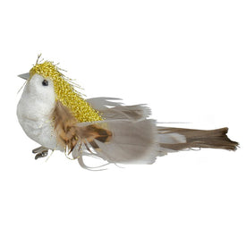 5.75" Gold Crested Bird Christmas Clip On Ornament