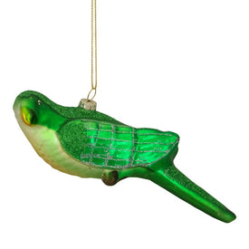 6.5" Green and Yellow Parrot Glass Christmas Ornament