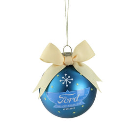 2.75" Blue and Beige' Ford The Universal Car' Glass Ball Christmas Ornament