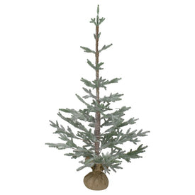 4' Unlit Snow Covered Frosted Pine Artificial Christmas Tree with Jute Base