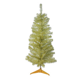 4' Unlit Slim Gold Iridescent Tinsel Artificial Christmas Tree