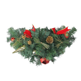 24" Unlit Pre-Decorated and Ball Ornaments with Bows Artificial Christmas Swag