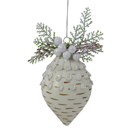5" Cedar and Berries White Finial Christmas Ornament