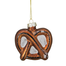 2.75" Bronze and White Holiday Collections Salted Pretzel Glass Christmas Ornament