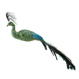 3.5" Green and Teal Blue Peacock Clip On Christmas Ornament