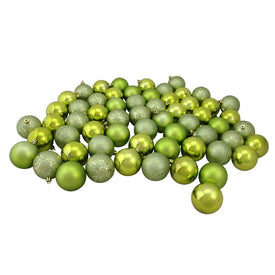 2.5" Kiwi Green Shatterproof Four-Finish Ball Christmas Ornaments Set of 60