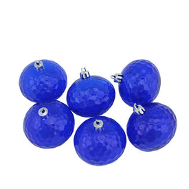 2.5" Blue Shatterproof Transparent Hammered Christmas Disco Ball Ornaments Set of 6
